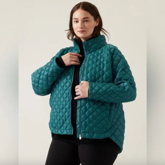 Athleta Whisper Featherless Puffer Jacket Size 1X Borealis Green - Picture 1 of 8